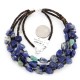 Certified Authentic 3 Strand Navajo .925 Sterling Silver Turquoise and Lapis Native American Necklace 371052432380
