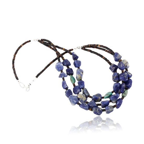 Certified Authentic 3 Strand Navajo .925 Sterling Silver Turquoise and Lapis Native American Necklace 371056610349 Certified Authentic 3 Strand Navajo .925 Sterling Silver Turquoise and Lapis Native American Necklace 371056610349