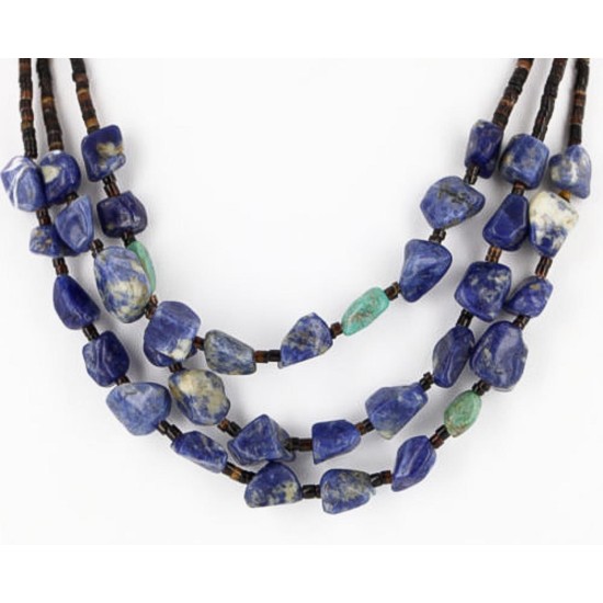 Certified Authentic 3 Strand Navajo .925 Sterling Silver Turquoise and Lapis Native American Necklace 371056610349 Certified Authentic 3 Strand Navajo .925 Sterling Silver Turquoise and Lapis Native American Necklace 371056610349