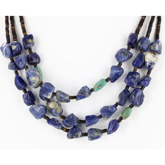 Certified Authentic 3 Strand Navajo .925 Sterling Silver Turquoise and Lapis Native American Necklace 371056610349 Certified Authentic 3 Strand Navajo .925 Sterling Silver Turquoise and Lapis Native American Necklace 371056610349