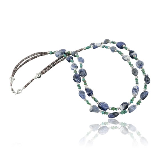 Certified Authentic 2 Strand Navajo .925 Sterling Silver Turquoise and Lapis Native American Necklace 390714194377 Certified Authentic 2 Strand Navajo .925 Sterling Silver Turquoise and Lapis Native American Necklace 390714194377