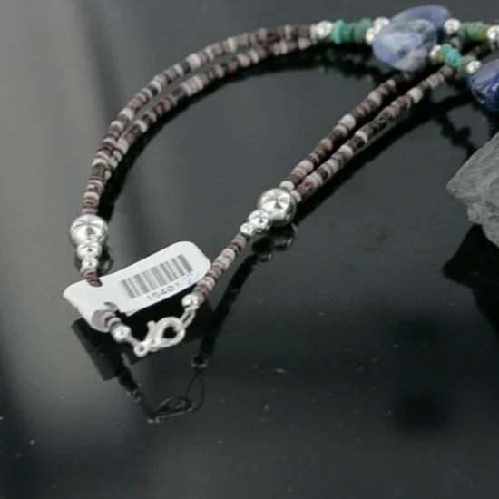 Certified Authentic 2 Strand Navajo .925 Sterling Silver Turquoise and Lapis Native American Necklace 390714194377 Certified Authentic 2 Strand Navajo .925 Sterling Silver Turquoise and Lapis Native American Necklace 390714194377