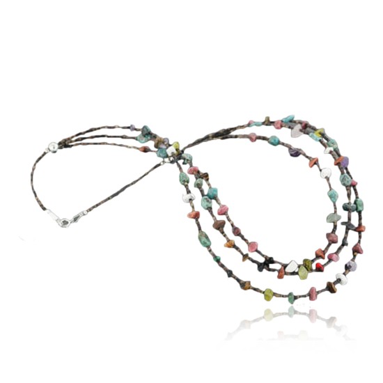 Certified Authentic 3 Strand Navajo .925 Sterling Silver Turquoise and Multicolor Stones Native American Necklace 370994962469 Certified Authentic 3 Strand Navajo .925 Sterling Silver Turquoise and Multicolor Stones Native American Necklace 370994962469