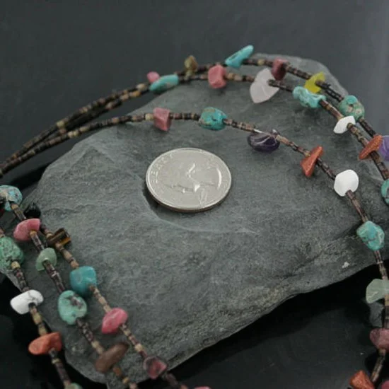 Certified Authentic 3 Strand Navajo .925 Sterling Silver Turquoise and Multicolor Stones Native American Necklace 370994962469 Certified Authentic 3 Strand Navajo .925 Sterling Silver Turquoise and Multicolor Stones Native American Necklace 370994962469
