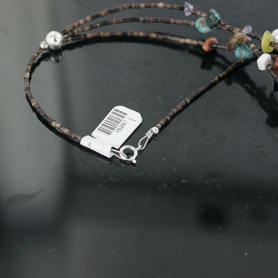 Certified Authentic 3 Strand Navajo .925 Sterling Silver Turquoise and Multicolor Stones Native American Necklace 370994962469 Certified Authentic 3 Strand Navajo .925 Sterling Silver Turquoise and Multicolor Stones Native American Necklace 370994962469