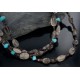 Certified Authentic 3 Strand Navajo .925 Sterling Silver Turquoise and Smoky Quartz Native American Necklace 370887248205
