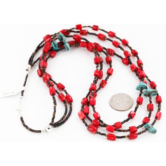 Certified Authentic 3 Strand Navajo .925 Sterling Silver Turquoise Coral 1252 Native American Necklace 390809669115 Certified Authentic 3 Strand Navajo .925 Sterling Silver Turquoise Coral 1252 Native American Necklace 390809669115