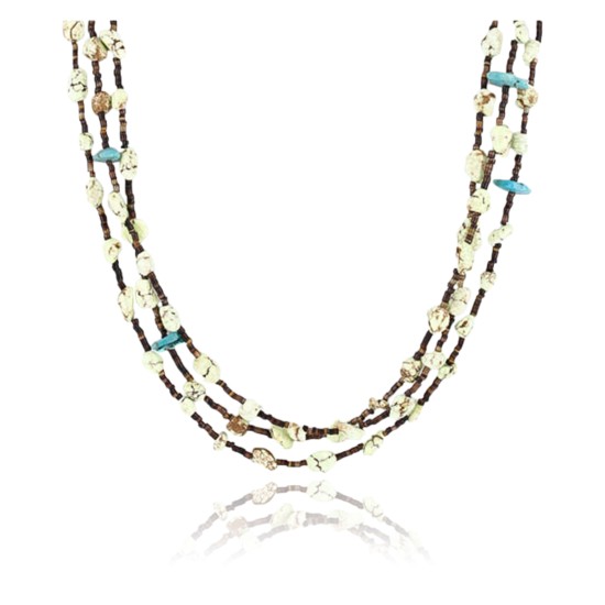 Certified Authentic 3 Strand Navajo .925 Sterling Silver Turquoise Gaspeite 0083 Native American Necklace 390809755458