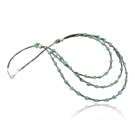 Certified Authentic 3 Strand Navajo .925 Sterling Silver Turquoise Native American Multistrand Necklace 390688886272