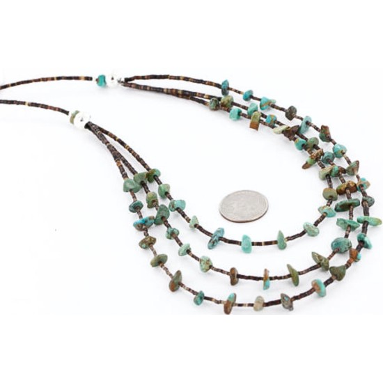 Certified Authentic 3 Strand Navajo .925 Sterling Silver Turquoise Native American Necklace 371004961001 Certified Authentic 3 Strand Navajo .925 Sterling Silver Turquoise Native American Necklace 371004961001