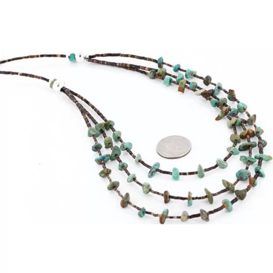 Certified Authentic 3 Strand Navajo .925 Sterling Silver Turquoise Native American Necklace 371004961001 Certified Authentic 3 Strand Navajo .925 Sterling Silver Turquoise Native American Necklace 371004961001