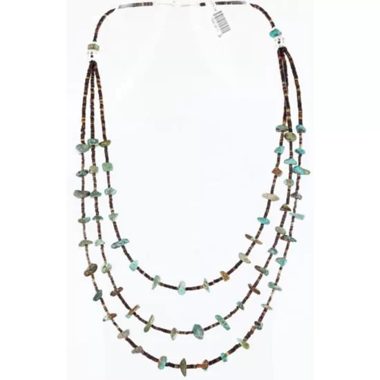 Certified Authentic 3 Strand Navajo .925 Sterling Silver Turquoise Native American Necklace 371004961001 Certified Authentic 3 Strand Navajo .925 Sterling Silver Turquoise Native American Necklace 371004961001