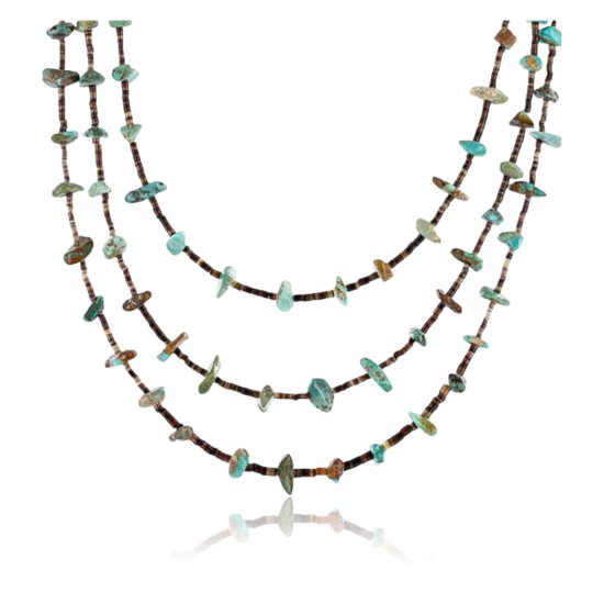 Certified Authentic 3 Strand Navajo .925 Sterling Silver Turquoise Native American Necklace 371004961001 Certified Authentic 3 Strand Navajo .925 Sterling Silver Turquoise Native American Necklace 371004961001