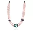 Certified Authentic 3 Strand Navajo .925 Sterling Silver Turquoise Pink Quartz and Amethyst Native American Necklace 750168