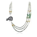 Certified Authentic 3 Strand Navajo .925 Sterling Silver Turquoise Quartz and Onyx Native American Necklace 25243