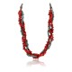Certified Authentic 3 Strand Twisted Navajo .925 Sterling Silver Turquoise and CORAL Native American Necklace 390835776735