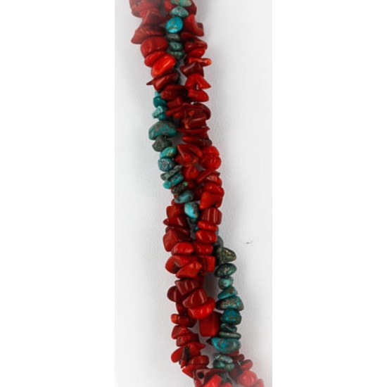 Certified Authentic 3 Strand Twisted Navajo .925 Sterling Silver Turquoise and CORAL Native American Necklace 390835776735 Certified Authentic 3 Strand Twisted Navajo .925 Sterling Silver Turquoise and CORAL Native American Necklace 390835776735