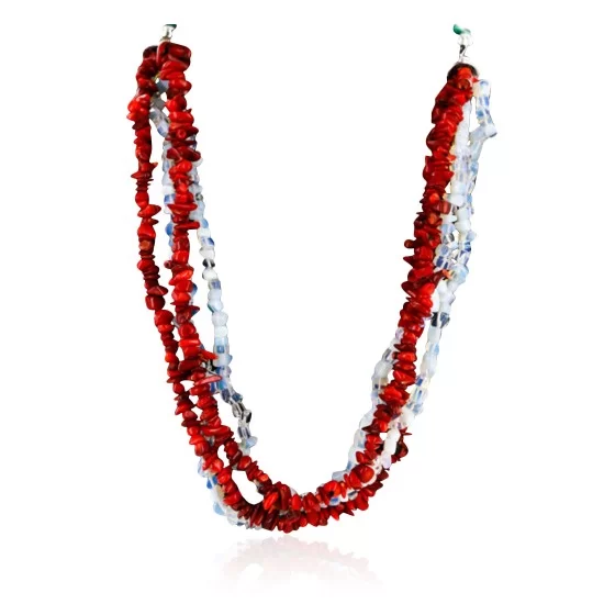 Certified Authentic 4 Strand Navajo .925 Sterling Silver Turquoise Coral and Opalite Native American Necklace 16003 Certified Authentic 4 Strand Navajo .925 Sterling Silver Turquoise Coral and Opalite Native American Necklace 16003