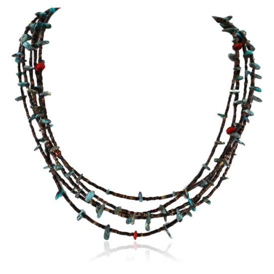 Certified Authentic 5 Strand Navajo .925 Sterling Silver Natural Turquoise and Coral Native American Necklace 371068408907 Certified Authentic 5 Strand Navajo .925 Sterling Silver Natural Turquoise and Coral Native American Necklace 371068408907
