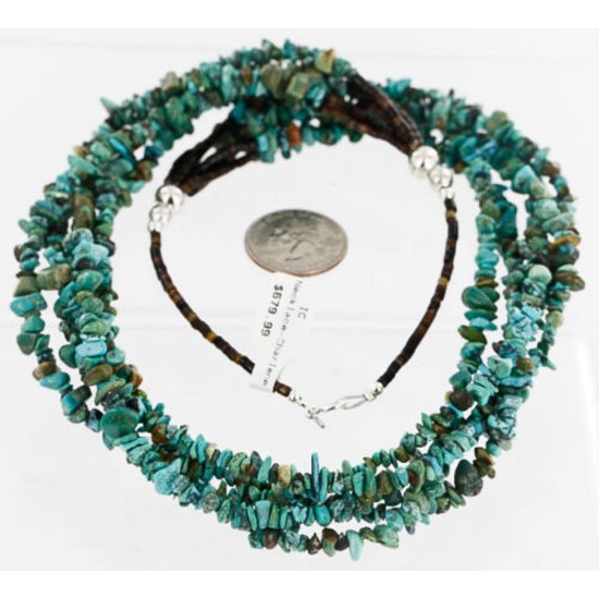 Certified Authentic 5 Strand Navajo .925 Sterling Silver Natural Turquoise Native American Necklace 391052031782 Certified Authentic 5 Strand Navajo .925 Sterling Silver Natural Turquoise Native American Necklace 391052031782