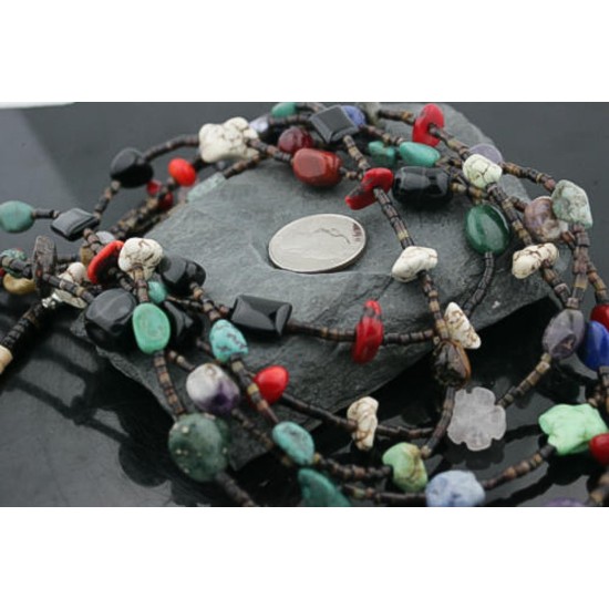 Certified Authentic 5 Strand Navajo .925 Sterling Silver Turquoise and Multicolor Stones Native American Necklace 15585-27 Certified Authentic 5 Strand Navajo .925 Sterling Silver Turquoise and Multicolor Stones Native American Necklace 15585-27