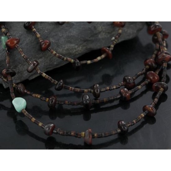Certified Authentic 5 Strand Navajo .925 Sterling Silver Turquoise and Red Tigers Eye Native American Necklace 15585-20 Certified Authentic 5 Strand Navajo .925 Sterling Silver Turquoise and Red Tigers Eye Native American Necklace 15585-20
