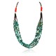 Certified Authentic 5 Strand Navajo .925 Sterling Silver Turquoise Coral and Graduated Melon Shell Native American Necklace 750141