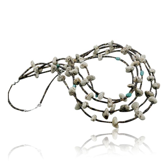 Certified Authentic 5 Strand Navajo .925 Sterling Silver WHITE Turquoise Turquoise Native American Necklace 1530-43 Certified Authentic 5 Strand Navajo .925 Sterling Silver WHITE Turquoise Turquoise Native American Necklace 1530-43