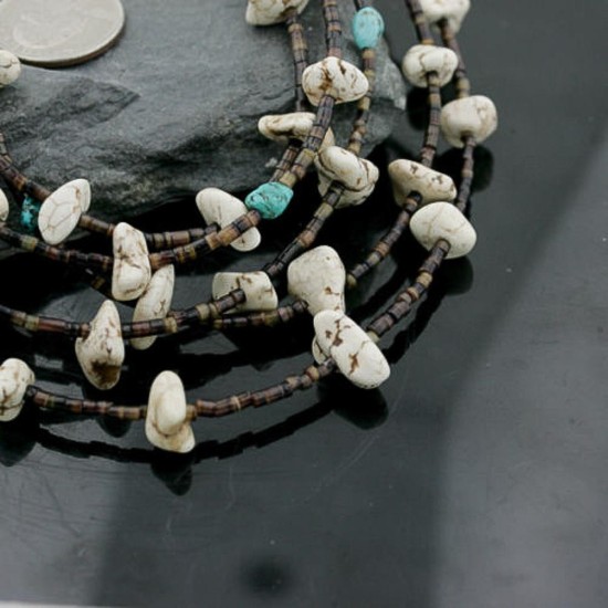Certified Authentic 5 Strand Navajo .925 Sterling Silver WHITE Turquoise Turquoise Native American Necklace 1530-43 Certified Authentic 5 Strand Navajo .925 Sterling Silver WHITE Turquoise Turquoise Native American Necklace 1530-43