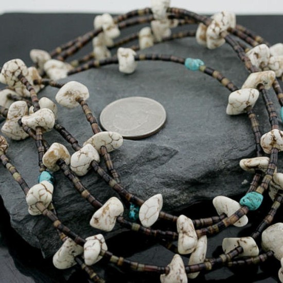 Certified Authentic 5 Strand Navajo .925 Sterling Silver WHITE Turquoise Turquoise Native American Necklace 1530-43 Certified Authentic 5 Strand Navajo .925 Sterling Silver WHITE Turquoise Turquoise Native American Necklace 1530-43