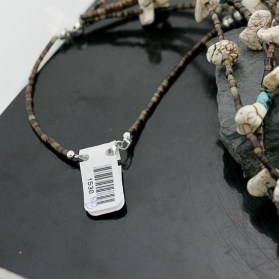 Certified Authentic 5 Strand Navajo .925 Sterling Silver WHITE Turquoise Turquoise Native American Necklace 1530-43 Certified Authentic 5 Strand Navajo .925 Sterling Silver WHITE Turquoise Turquoise Native American Necklace 1530-43