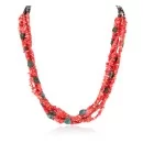 Certified Authentic 5 Strand Twisted Navajo .925 Sterling Silver Turquoise and Coral Native American Necklace 1594055
