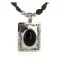 Certified Authentic .925 Sterling Silver and Nickel Handmade Navajo Natural Turquoise Black Onyx Native American Necklace  94006-2-95003-2