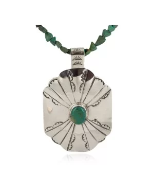 Certified Authentic .925 Sterling Silver and Nickel Handmade Navajo Natural Turquoise Native American Necklace 13130-4-10054-4