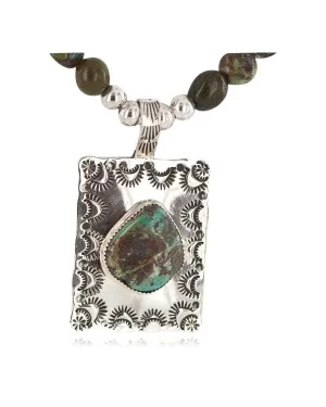 Certified Authentic .925 Sterling Silver and Nickel Handmade Navajo Natural Turquoise Native American Necklace  94005-5-95003-1