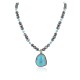 Certified Authentic .925 Sterling Silver Handmade Navajo Natural Turquoise Hematite Native American Necklace 15029-15916