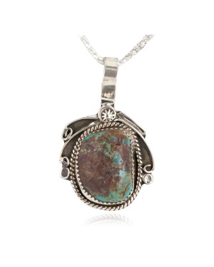 Certified Authentic .925 Sterling Silver Handmade Navajo Natural Turquoise Native American Necklace 12816-4
