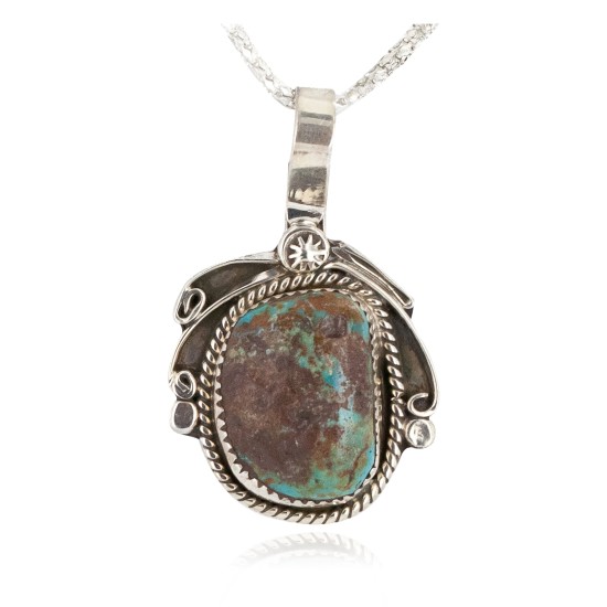 Certified Authentic .925 Sterling Silver Handmade Navajo Natural Turquoise Native American Necklace 12816-4