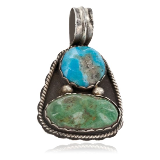 Certified Authentic .925 Sterling Silver Handmade Navajo Turquoise Native American Pendant 740104-79