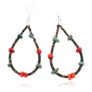 Certified Authentic .925 Sterling Silver Hooks Dangle Natural Turquoise Heishi Coral Hoop Native American Earrings 18104-50