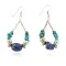 Certified Authentic .925 Sterling Silver Hooks Dangle Natural Turquoise Lapis Hoop Native American Earrings 18141