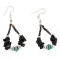 Certified Authentic .925 Sterling Silver Hooks Natural Turquoise Black Onyx Heishi Hoop Native American Dangle Earrings 18263-7