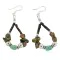 Certified Authentic .925 Sterling Silver Hooks Natural Turquoise Green Jasper Heishi Hoop Native American Dangle Earrings 18263-24