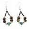 Certified Authentic .925 Sterling Silver Hooks Natural Turquoise Tigers Eye Heishi Hoop Native American Dangle Earrings 18263-14