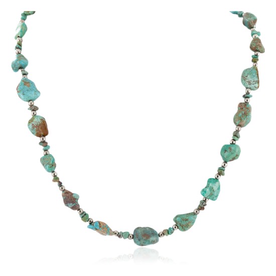 Certified Authentic .925 Sterling Silver Natural Turquoise Chain Native American Necklace 15388 Certified Authentic .925 Sterling Silver Natural Turquoise Chain Native American Necklace 15388