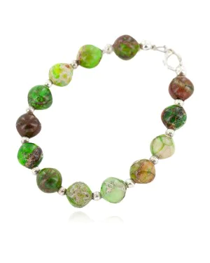 Certified Authentic .925 Sterling Silver Navajo Jasper Native American Bracelet 13040-8