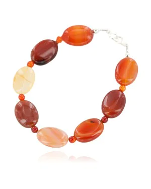 Certified Authentic .925 Sterling Silver Navajo Natural Carnelian Native American Bracelet 13040-9