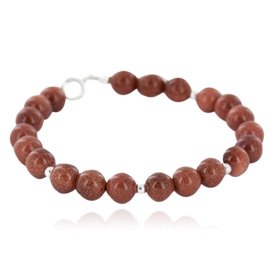 Certified Authentic .925 Sterling Silver Navajo Natural Goldstone Native American Bracelet 12895-2 Certified Authentic .925 Sterling Silver Navajo Natural Goldstone Native American Bracelet 12895-2