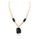 Certified Authentic .925 Sterling Silver Navajo Natural Graduated Melon Shell Black Onyx Native American Necklace 17085
