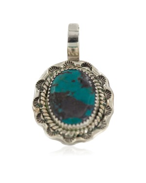 Certified Authentic .925 Sterling Silver Navajo Natural Turquoise Native American Pendant 94001-1